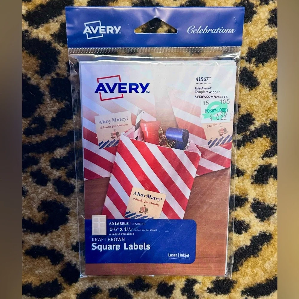 Lot of 3 Avery Square & Flag Labels. *NEW